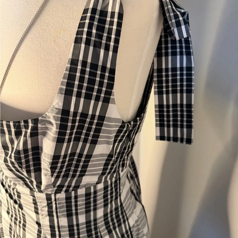Maeve Anthropology Black & White Plaid Maxi Dress with Tie Straps - Picture 9 of 14